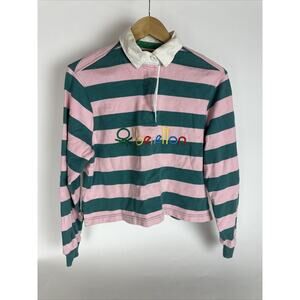 United Colors of Benetton Green Pink Polo Shirts Women Size XS
